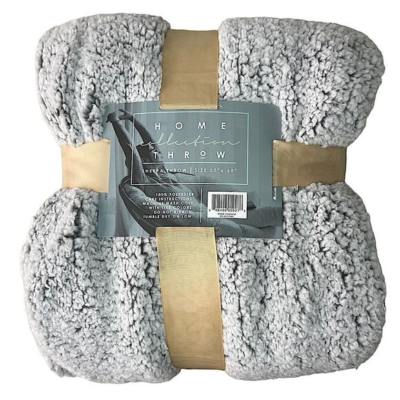 Home Collection Sherpa Throw Gray and White - Picture 7 of 11